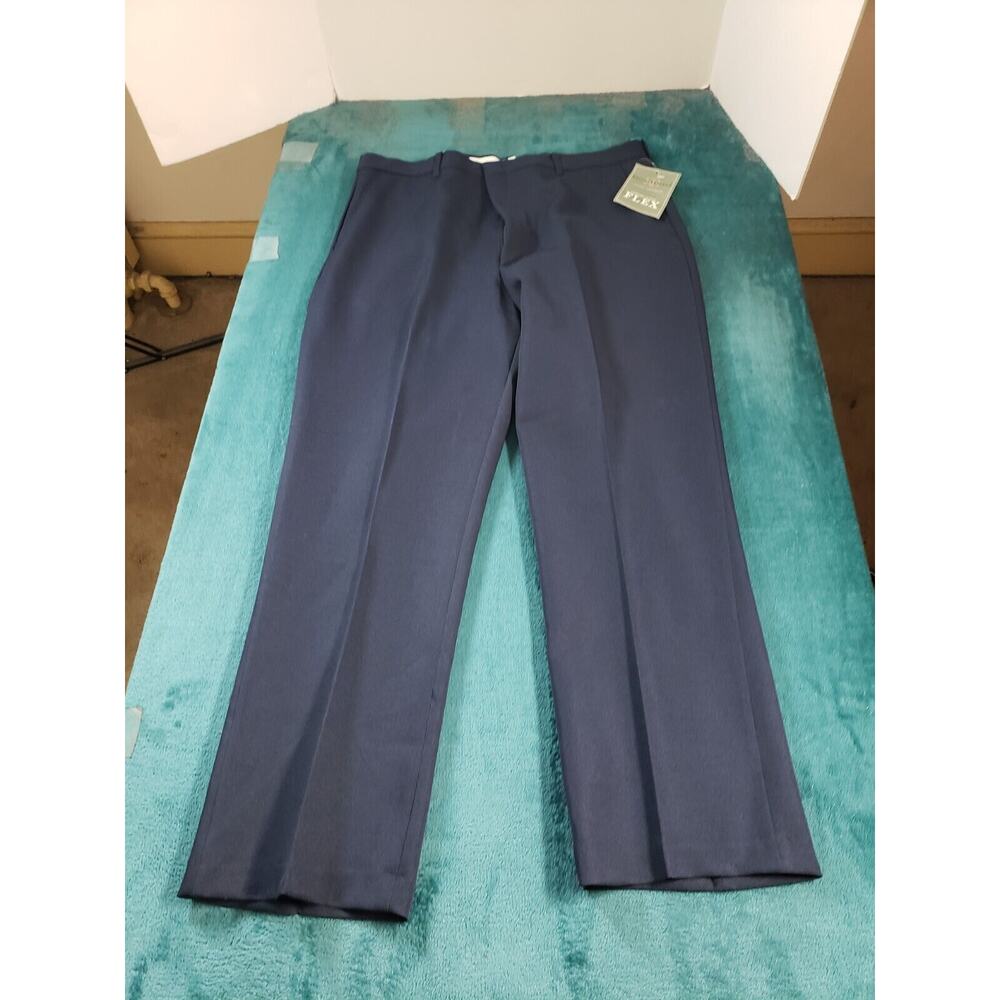 VINTAGE Knightsbridge Pants 38x29 Mens Blue Career Dress Elastic Waist Work NWT